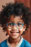 Placeholder: Indian kid with poofy, curly hair wearing glasses