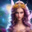 Placeholder: bright fairy, beautiful portrait, flowery landscape, cosmic ambiance