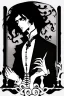 Placeholder: goth male necromancer with black hair and AI hands in the style of Aubrey Beardsley