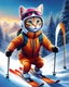 Placeholder: Hermosa Pintura coloreada de un gato antropomorfico con traje de esquiador, esquiando en la nieve, arte conceptual, calidad ultra, hiperdetallado,12k