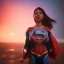 Placeholder: superwoman. photographic, bright colors and sunset, oil on canvas, kodachrome, volumetric light