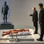 Placeholder: Putin Looking At A Statue Of Xi Jinping,complex surgical instruments,a sickle intermixed with a Axe, prosthetic legs,minimalism,Painting By Adrian Ghenie,Lucian Freud,Rene Magritte,Salvador Dali