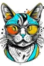 Placeholder: Cool Cat, Style: Pop Art, Mood: Confident, Lighting: Flat, T-shirt design graphic, vector, contour, white background.