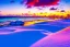 Placeholder: Honolulu Hawaii hotels covered in winter snow and ice at sunset, bright colors, winter wonderland