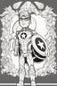 Placeholder: out line art of CAPTIAN AMERICA super HIRO colouring pages with white background ,skech style ,full body. only use outline,mandala style,clean line art,white background,no shadow and clear and well outlined