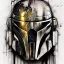 Placeholder: photorealistic the mandalorian helmet, illustration by <agnes cecile> <Yoji Shinkawa>, ornate and intricate details , soft smooth lighting, concept art, black satin background,camouflage colors