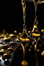 Placeholder: golden drops of oil on black background