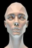 Placeholder: a front facing, 2d different types of geometries is morphing seamlessly into 3D face, it is composed of multisized geometries with digital appearing effect. pure black background