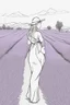 Placeholder: outline art of Lavender only black and white, no colour , White background. sketch style, clean line art, white background, no shadow and clear, no people, no colour