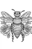 Placeholder: bee with roses idea, line art, background, vector, svg, black outline on white background, leave plenty of white space beetween lines for coloring, tattoo style, tattoo idea,full body, minimalist