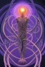 Placeholder: Spiritual being with Tentacles over human Head creating reality around, wrapping Spiral around Human, Psychedelic