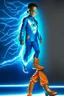 Placeholder: the flash fan and is 11 year old kid with emerald lighting symbol and blue suit and orange boots