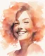 Placeholder: grown-up woman smiling silhouette and hair light peach colors watercolor draw