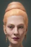 Placeholder: Woman 70 anni, cute, beautiful, orange hair, two braids, wild bangs, blue eyes, big eyes, freckles, long eyelashes, pink lipstick, thin lips, small nose, Gillian from Practical Magic, 8k resolution concept art portrait by Greg Rutkowski