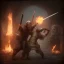 Placeholder: old viking fighting against a zombie, you can see fire in background, steam punk, realistic, made in octane, cinematic, ultra-realistic, extremely detailed octane rendering, 8K, VRAY Super Real ar 2:3, dof photorealistic futuristic 50mm lens hard lighting dark gray tintype photograph, realistic lighting, sepia color