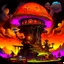 Placeholder: A fantabulous black, lime, and tangerine (((mushroom tower house))) erected atop a (geologic pillar), surrounded by the uncanny imaginative ((( swirling skies))), offset by the stark hues of a (neon-tinged nebulous space scape), within. captured by the hand a skilled master painter with a focus on (softly blurred compositions and voluminous lighting).