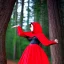 Placeholder: hand up skirt of flirty, gorgeous red riding hood