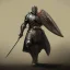 Placeholder: franz frazetta style, knight with sword and shield, dark soul like