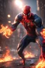 Placeholder: Spiderman from Marvel as a demonic hell spawn with fire on body fighting with Superman from Dc as a demonic hell spawn with fire on body, hell background, Full body display, max level ultra realistic, ray tracing reflections, legendary, energy, HD, photorealistic, HDR, epic composition, Unreal Engine, Cinematic, Color Grading, Ultra-Wide Angle, hyper-detailed, beautifully color-coded, insane details, hyper realistic, intricate details, beautifully color graded, Unreal Engine, Cinematic, Color Gr