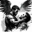 Placeholder: [art by Russ Mills] Jacob wrestling with angel
