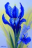 Placeholder: a painting of a blue iris by artist "Hiroshi Kobayashi"