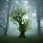 Placeholder: mystic tree full of sprites and surrounded by a magic aura and fog