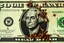 Placeholder: real looking Dollar Bill with a rotting zombie George Washington portrait on it, grainy photography, macabre