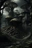Placeholder: scary dark mushroom city in the forest