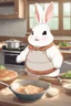 Placeholder: Cute chubby bunny floppy ears adventurer dnd cooking art realism