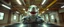 Placeholder: car driving happy 2d fluffy shark dog in the style of Escher and Giger and Fallout 4, pinhole cam, airbrush 3d rendering, on tv screen:A five-second cinematic single take in a clean industrial presentation hall.