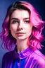 Placeholder: potrait of pretty lady in violet and pink color