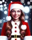 Placeholder: girl in Santa dress, close up portrait, Christmas, smiling