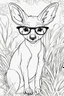 Placeholder: Outline art for cute coloring pages with kangaroo with glasses, full body, white background, sketch style, only use outline, clean line art, no shadows and clear and well outlined.