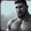 Placeholder: Buff dude with chiseled cheeks, black and white portait, gigachad