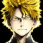 Placeholder: Detailed anime portrait of bakugo from my hero academia, gold hair and golden eyes, black suit, intricate details, full body portrait, keep head in frame, slight smile, black Japanese motif, concept art, highly detailed, digital painting, concept art, sharp focus, illustration, art by Yoji Shinkawa, WLOP and greg rutkowski and alphonse mucha and artgerm and yanjun Chen and Junji ito and Makoto Shinkai, HDR, octane render