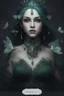 Placeholder: Dark green hair, elven crown emerald Water lilies long hair lotus night Fairy princess rapunzel hair queen crown dragonflies fireflies elven tiara flowers fairy wings gothic dark green