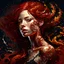 Placeholder: beautiful red hair woman, Black ink flow, 8k resolution, photorealistic masterpiece by Aaron Horkey and Jeremy Mann, intricately detailed fluid gouache painting by Jean Baptiste, professional photography, natural lighting, volumetric lighting, maximalist, 8k resolution, concept art, intricately detailed, complex, elegant, expansive, fantastical, cover, brass and chrome tones