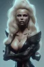 Placeholder: Pamela Anderson as evil queen in black leather, leather, busty, cleavage, angry, stern look. character design by cory loftis, fenghua zhong, ryohei hase, ismail inceoglu and ruan jia. unreal engine 5, artistic lighting, highly detailed, photorealistic, fantasy