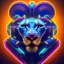 Placeholder: A beautiful portrait of a cyborg lion blue neon color scheme, high key lighting, volumetric light high details psychedelic background