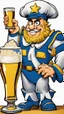 Placeholder: Captain Crunch holding a large glass beer mug