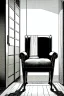 Placeholder: chair in the middle of an empty room, grayscale