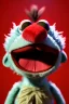 Placeholder: Waist up muppet Portrait, Nicolás maduro muppet doll, mustache, photo studio, red background, unreal engine 5, concept art, art station, ray tracing, lumen lighting, ultra detail, volumetric lighting, 3d.