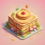 Placeholder: Pancake Dessert into cartoonist building style model isometric top view for mobile game bright colors, color render hyper, lovely, surreal