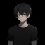 Placeholder: sad boy anime black hair black shirt