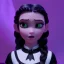 Placeholder: Wednesday Addams, Wednesday with braids standing with her arms crossed, dark, soft goth lip, hyper detail, octane render, unreal engine 5, photorealistic, 8k resulation