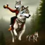 Placeholder: Wolf riding on the back of flying goose