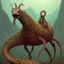 Placeholder: in style of Daniel Merriam, mongolian death worms, writhing, sinister, mortal pangs of scenic solitude, dreamscape, surreal