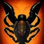 Placeholder: Scorpion zodiac sign, illustration, black background, by HR Gigger