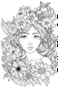 Placeholder: outline art for square woman flowers crown coloring page for kids, classic manga style, anime style, realistic modern cartoon style, white background, sketch style, only use outline, clean line art, no shadows, clear and well outlined