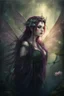 Placeholder: Red hair , dark red, dark Fairy wings Purple hair,water lilies,dark fairy ,ldark red hair princess,nymph,elven crown,dragonflies,tiara,,gothic,glitter,rapunzel hair, very long hair,green eyes